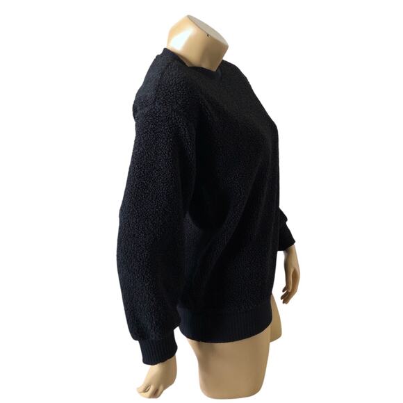 A NEW DAY Womens Size XS Black Crew Neck Sherpa Fleece Pullover Sweat Shirt - Picture 3 of 7